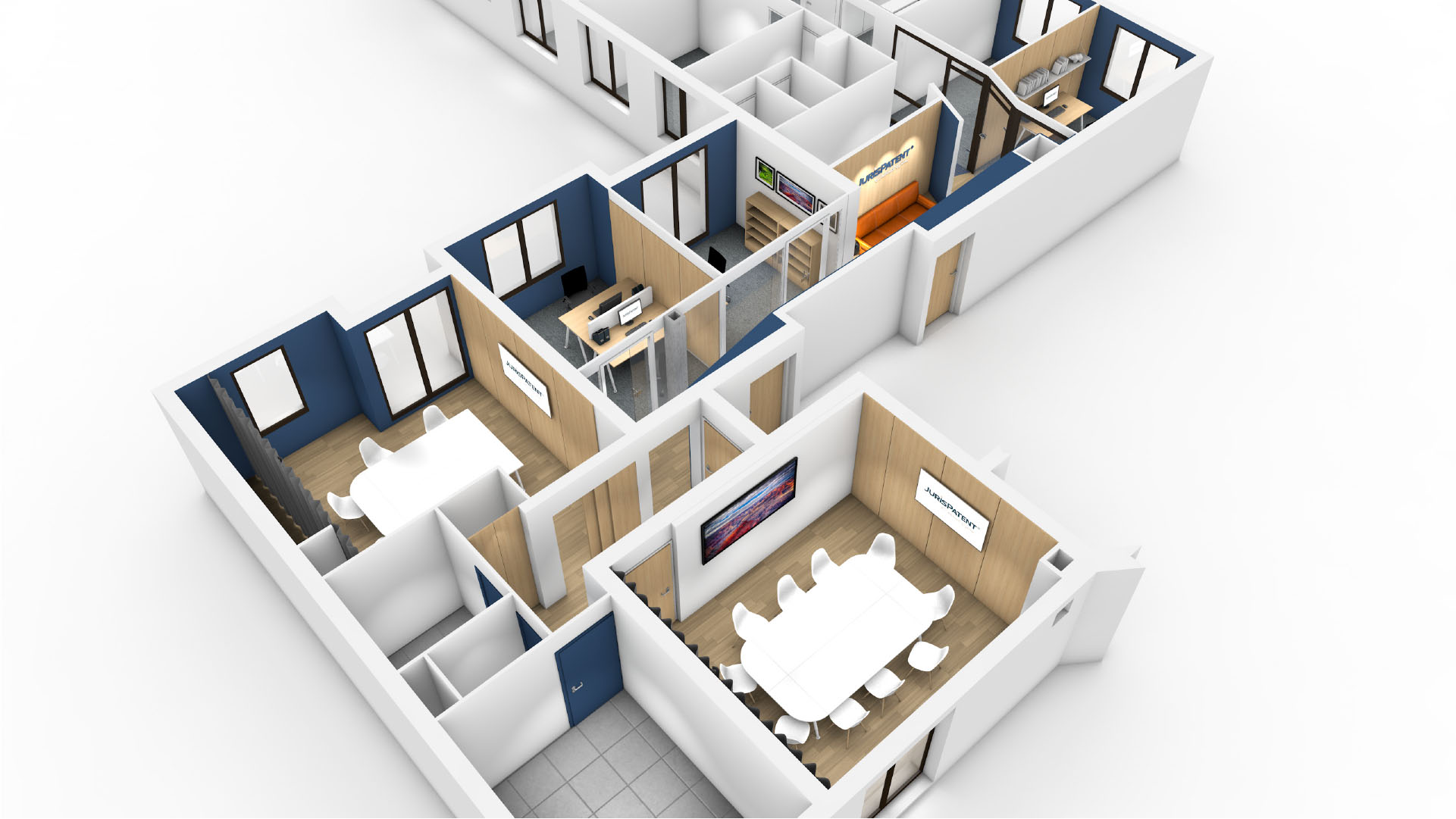 vue 3D de salle de réunion bureau